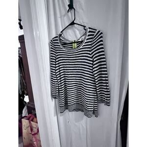 Anthropologie WHR monogram Navy White Striped Stacked Latitudes Sweater M